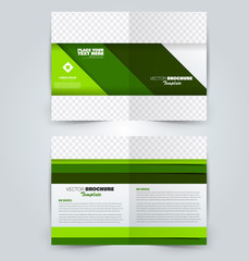 Fold brochure template. Flyer background design. Magazine or book cover, business report, advertisement pamphlet. Green color. Vector illustration.