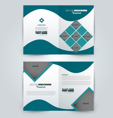 Fold brochure template. Flyer background design. Magazine or book cover, business report, advertisement pamphlet. Green color. Vector illustration.