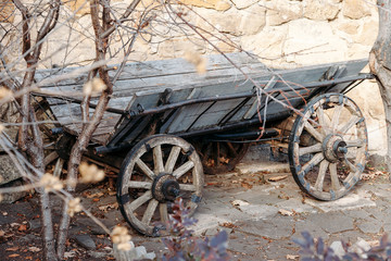 Plakat old wooden cart