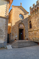 Church in Badia di Passignano, Abbey of San Michele Arcangelo Passignano is historic Benedictine abbey. Tuscany. Italy