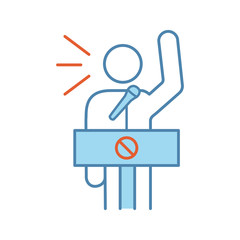 Protester speech color icon