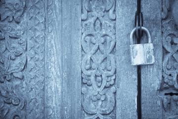 Lock on a wooden door