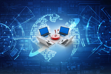 Fototapeta premium 3d rendering Computer network with target 
