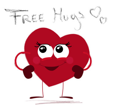Illustration free hugs pink hearth vector
