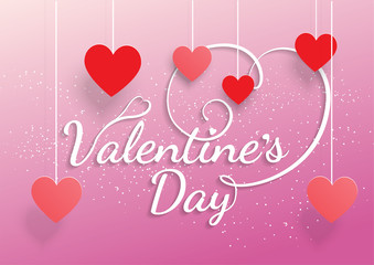 calligraphy text and heart paper cut background,happy valentine's day