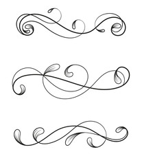 Set of curly divider. Scroll element isolated.