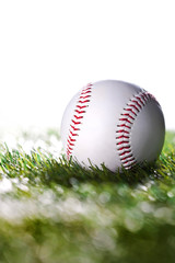 a baseball on the grass