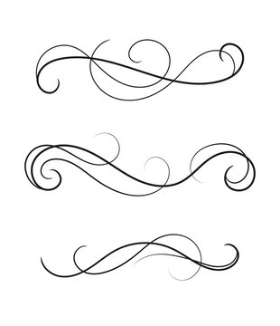 Set of curly divider. Scroll element isolated.