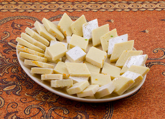 Indian Special Sweet Food Kaju Katli Also Called Kaju Barfi or Kesar Kaju Katli is an all Time Favorite Traditional Mithai