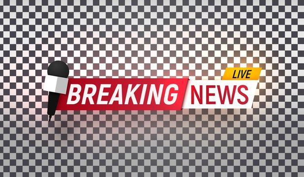 Isolated vector heading of Breaking news. Template title bar of news on transparent background