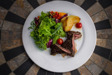 salad with meat and vegetables