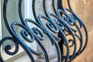 Detail of a window lattice / grid. Metal protective grille for windows. Burglar alarm. Protection....