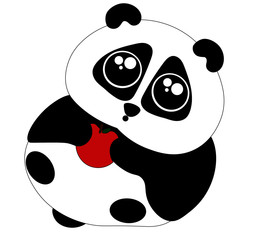 cute cartoon panda with apple © Julia Goldy