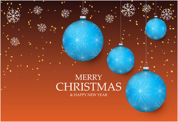 merry christmas and happy new year with bokeh and lens flare pattern on summer orange color background	