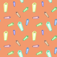 gouache magic seamless pattern with color crystal