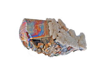 Pyrite ,calcit and chalcopyrite, beautiful cubes.