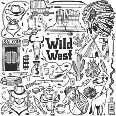 Wild West Set in Hand Drawn Style