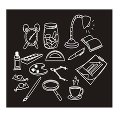 some office stuff doodle hand drawn.