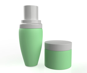 cosmetic products with template on a white background. 3d illustration
