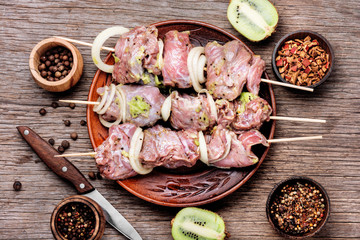 Raw shish kebab