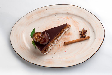 piece of chocolate cake on a plate