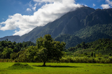 Green mountains in middle Laos near the village Vang Vieng.