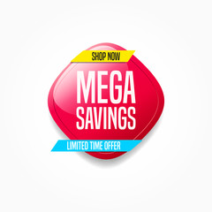 Mega Savings Shop Now Label