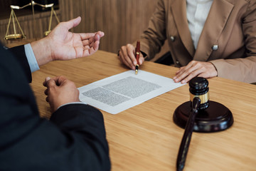 Customer service good cooperation, Consultation between a Businesswoman and Male lawyer or judge consult having team meeting with client, Law and Legal services concept