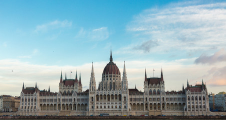 Fototapeta premium Hungary, Budapest Parliament view from Danube river