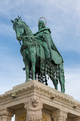 St. Stephen Monument at Matthias Church at Buda Castle in Budapest, Hungary	