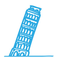 Handgezeichneter Turm von Pisa in blau