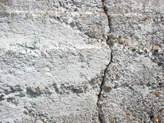 Concrete wall texture background with white worn paint, cracks and grungy surface