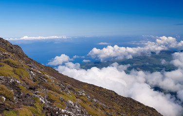 Panorama landscape from the top of Pico volcano at hiking, azores, Portugal