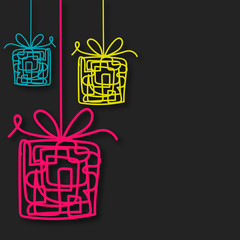 cadeaux colorés, vecteur