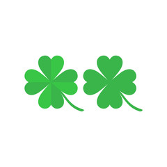 Four leaf clover simple vector colorful icon set. Green four feaf clover vector cartoon.