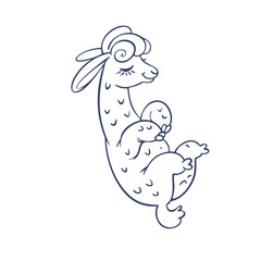 Llama cartoon alpaca. Llama animal vector isolated illustration. Design for card, sticker, fabric textile, t-shirt. Children, child of modern trendy style