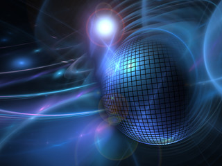 futuristic disco universe, abstract disco ball