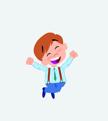 Businessman in casual style jumping for joy.