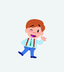 Businessman in casual style doing the OK sign with his hand.