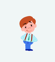 Businessman in casual style smiling peacefully.