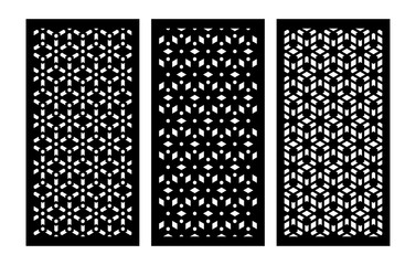 Set of decorative vector panels for laser cutting. Template for interior partition in arabesque style. Ratio 1:2