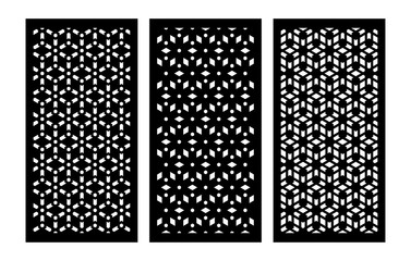 Set of decorative vector panels for laser cutting. Template for interior partition in arabesque style. Ratio 1:2