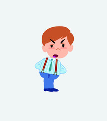 Businessman in casual style is slightly angry.