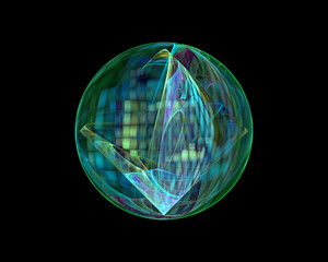 abstract multicolored glass sphere, isolated design element