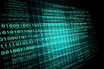 futristic techno background, binary code in the information space, matrix