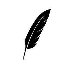 Obraz premium vintage pen feather writer symbol, literature icon, diary sign, black illustration,