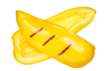 Grilled yellow bell pepper slices, paths, top