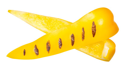 Grilled yellow bell pepper slices, paths, top