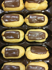 Chocolate eclairs background