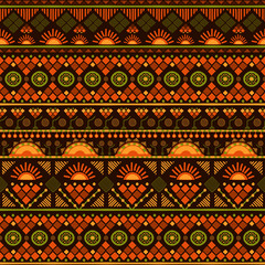 Seamless vintage pattern. Ethnic and tribal repeat background. Vector illustration.